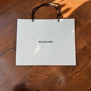 Balenciaga White Shopping Bag with Black Logo and Handles